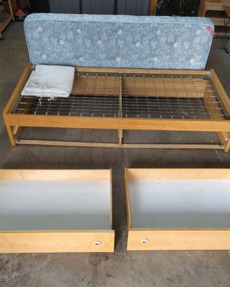 Letto singolo con cassetti estraibili e materasso