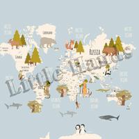 Carta da parati con Mappa Geografica mondo