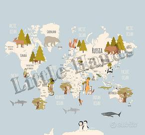 Carta da parati con Mappa Geografica mondo