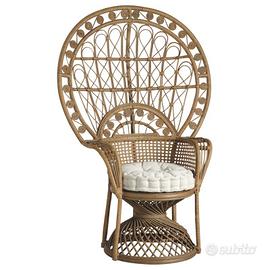 Poltrona Vintage Emmanuelle in rattan marrone