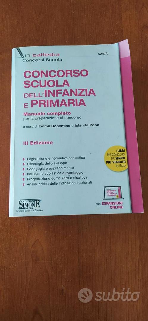 526/A - Concorso Scuola dell'Infanzia e Primaria - Manuale completo -  Simone Concorsi