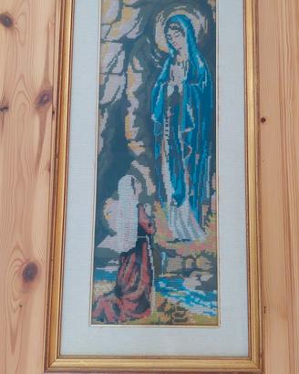 Quadro vintage Madonna di Lourdes a mezzo punto