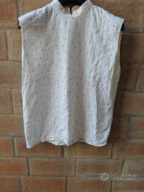 Camicia vintage anni 80 collo coreana senza manich