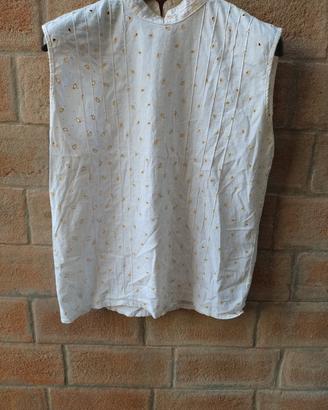 Camicia vintage anni 80 collo coreana senza manich