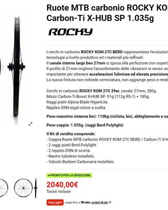 Ruote MTB carbonio ROCKY KOM BERD / Carbon-Ti