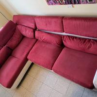 Divano ad Angolo Rosso e Bianco
