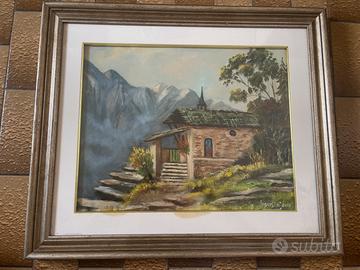Quadro dipinto montagna vintage