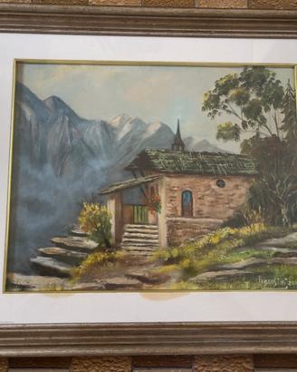Quadro dipinto montagna vintage