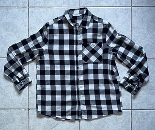 Camicia Uomo Donna Terranova Bianca Nera Quadri