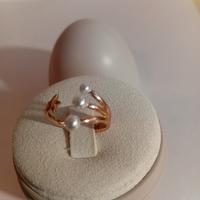 Anello stellina dodo oro rosa e perle di cristallo