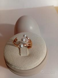 Anello stellina dodo oro rosa e perle di cristallo