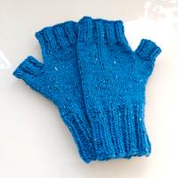 Guanti in misto lana tweed azzurr acceso