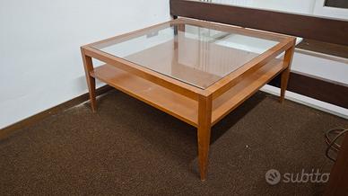 tavolino ciliegio e cristallo