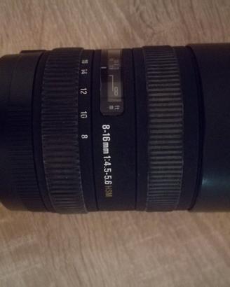 Sigma 8-16 F4.5-5.6 DC HSM attacco Canon EF-S