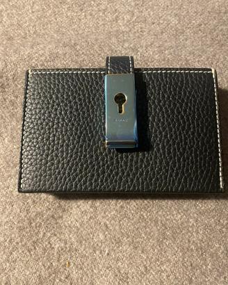 Bally porta carte pelle vitello granata nera