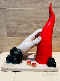 Scultura Artigianale –Mano in Pietra e corno port.