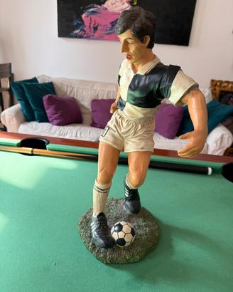 Scultura Calciatore Legno Intarsiato Artigianale