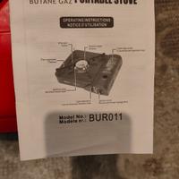 Fornello portatile a gas butano.