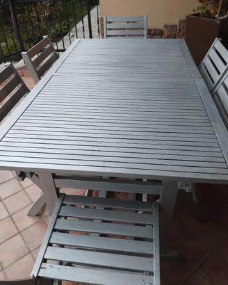 Tavolo da giardino allungabile  con 6 sedie  piegh
