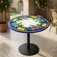 TAVOLINO IN PIETRA LAVICA Ø 80 CON BASE IN ITALIA