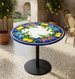 TAVOLINO IN PIETRA LAVICA Ø 80 CON BASE IN ITALIA