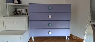 Cassettiera 4 cassetti color lavanda