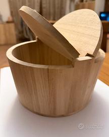 Contenitore tondo in legno grezzo per decoupage