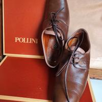 Scarpe in vera pelle con lacci color marrone glacé
