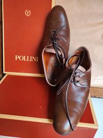 Scarpe in vera pelle con lacci color marrone glacé