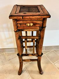 Tavolino in bambù con cassetto 23x23x65 cm