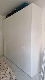 Armadio 6 ante bianco in legno di rovere