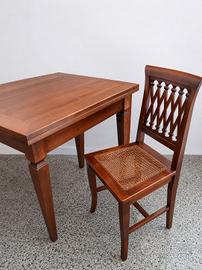 Tavolo legno massello, apertura a libro, e 4 sedie