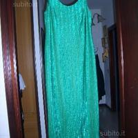 Abito lungo da sera verde smeraldo Lurex