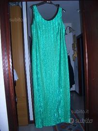 Abito lungo da sera verde smeraldo Lurex