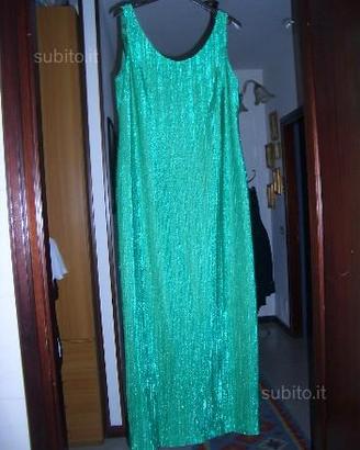 Abito lungo da sera verde smeraldo Lurex
