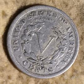 Moneta 5 cents USA del 1907