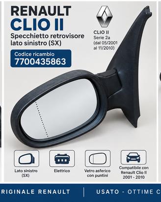 Specchietto retrovisore sinistro Renault Clio II