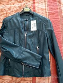 Giacca ecopelle donna blu