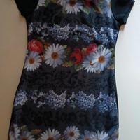 Abito nero fiori Desigual XL mezza manica 