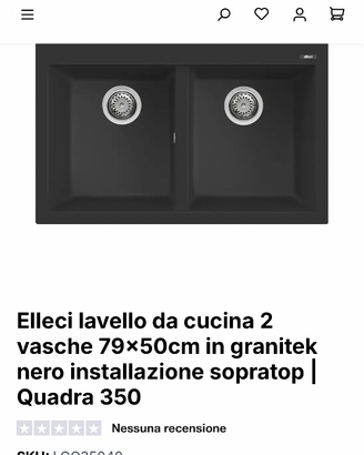 Lavello Elleci lavello da cucina 2 vasche 79×50cm
