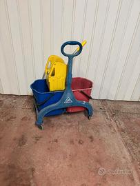 Carrello pulizie2 secchi+strizzatore professionale