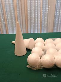 Natale 2set da 10palle 1cono polistirolo