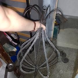lampadario porta candele in ferro battuto