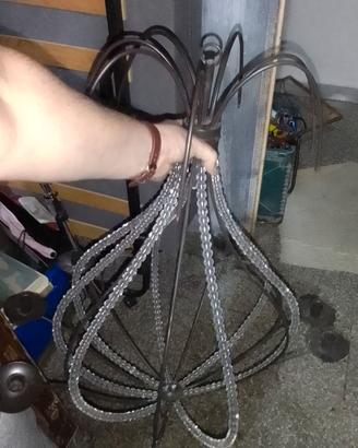 lampadario porta candele in ferro battuto