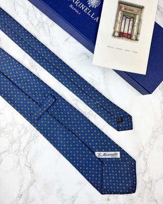 Cravatta E. Marinella bluette micro fiori/rombi