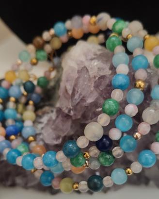 bracciale multifilo a molla celeste agata