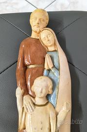 Sacra Famiglia da parete in terracotta dipinta