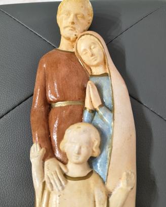 Sacra Famiglia da parete in terracotta dipinta