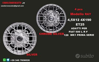 Cerchi RAY SILVER 4,5x12 4x190 fiat 500 l f r