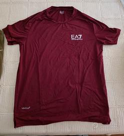 T Shirt tennis EA7, tg. L, colore granata.